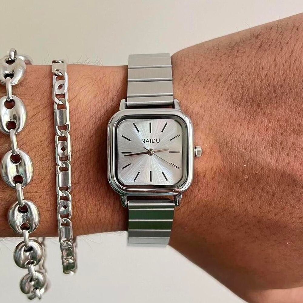 y2k style square stainless steel luxury watch